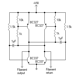 Self-oscillating H-bridge setup for VFD filaments